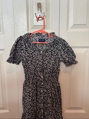 Polo by Ralph Lauren Navy and White Floral Button-Down Girls Dress